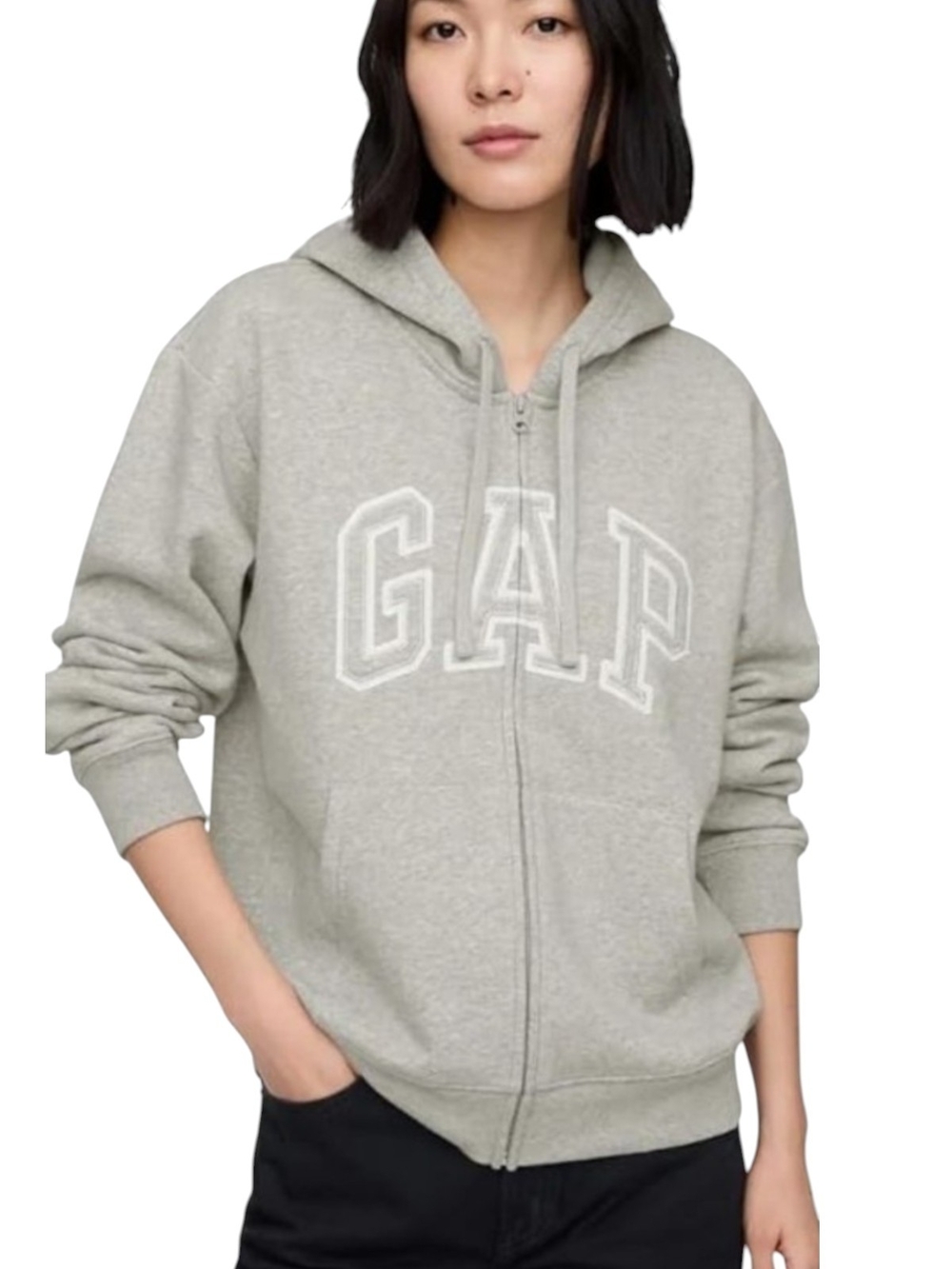 GAP Logo Women's Gray Zip-Up Hoodie